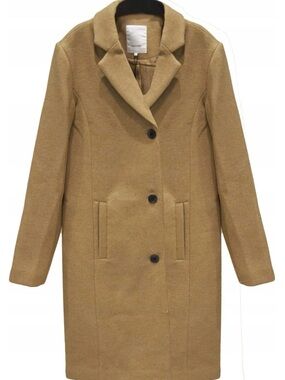 Soyaconcept Camel Wool Blend Pea Coat Tailored Fall Jacket Size S